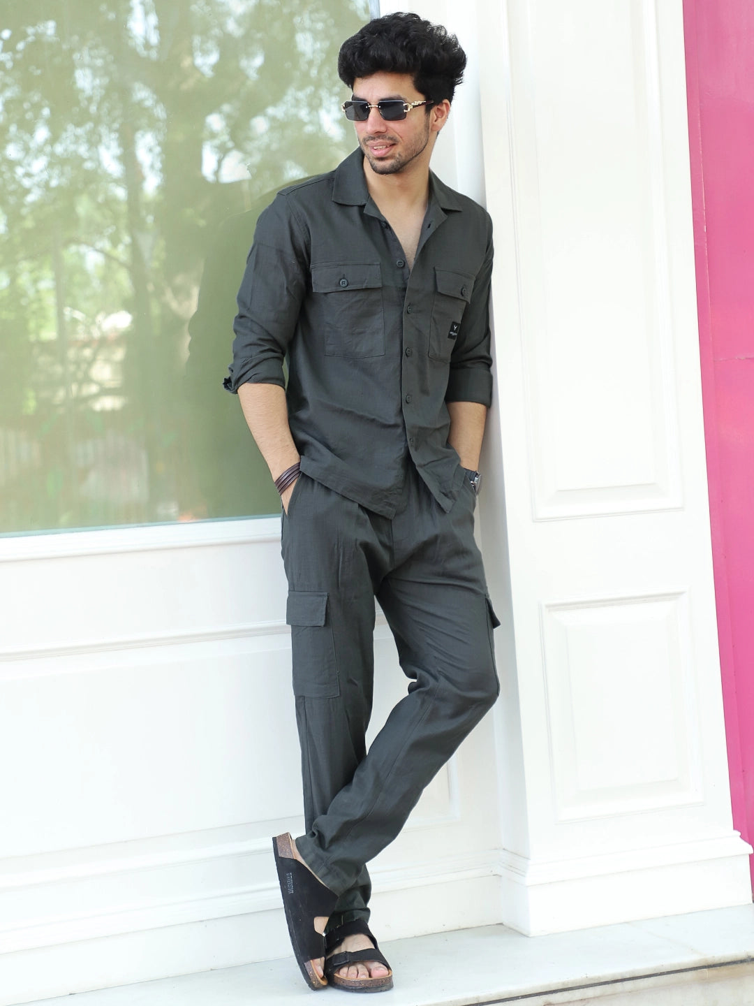 Linen Atlanta Charcoal Grey Cargo Co-Ord Set