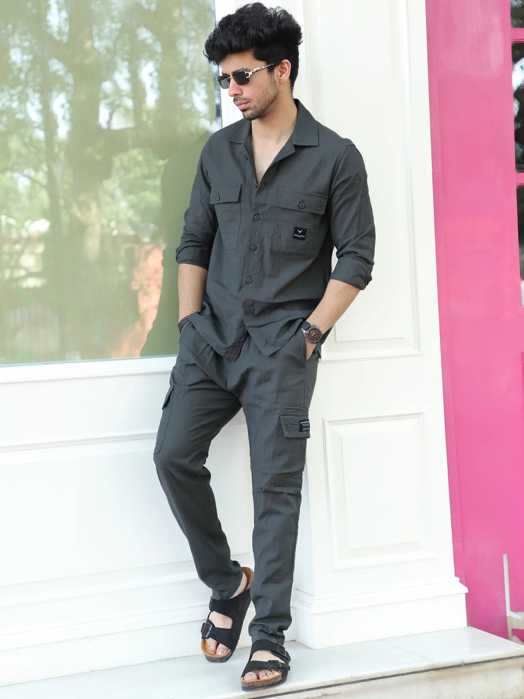 Linen Atlanta Charcoal Grey Cargo Co-Ord Set