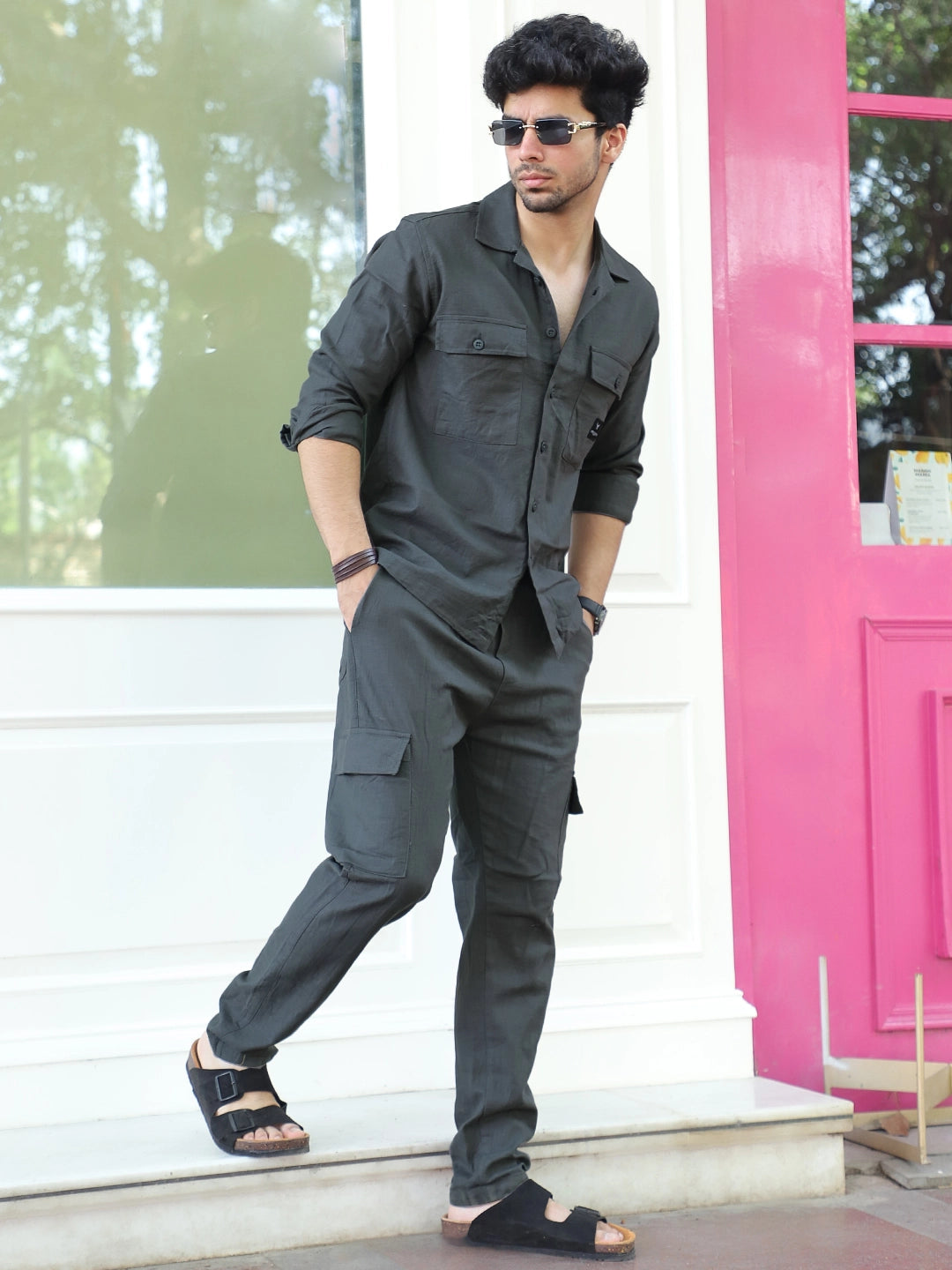 Linen Atlanta Charcoal Grey Cargo Co-Ord Set