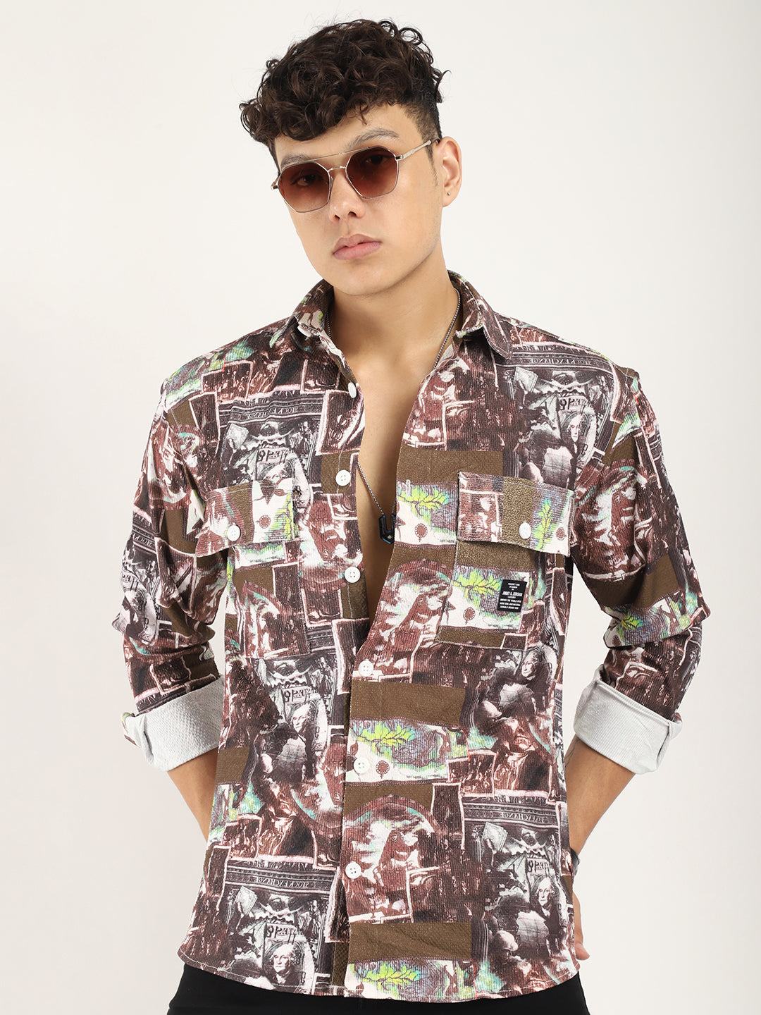 Brown Digital Print Shirt