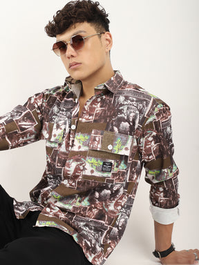 Brown Digital Print Shirt