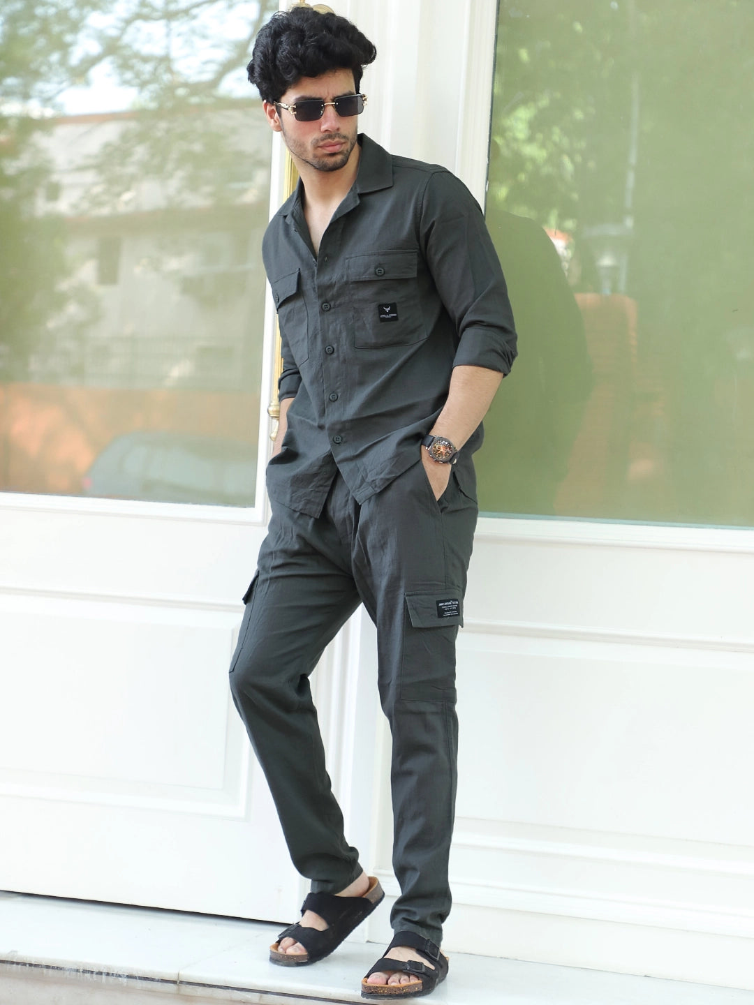 Linen Atlanta Charcoal Grey Cargo Co-Ord Set