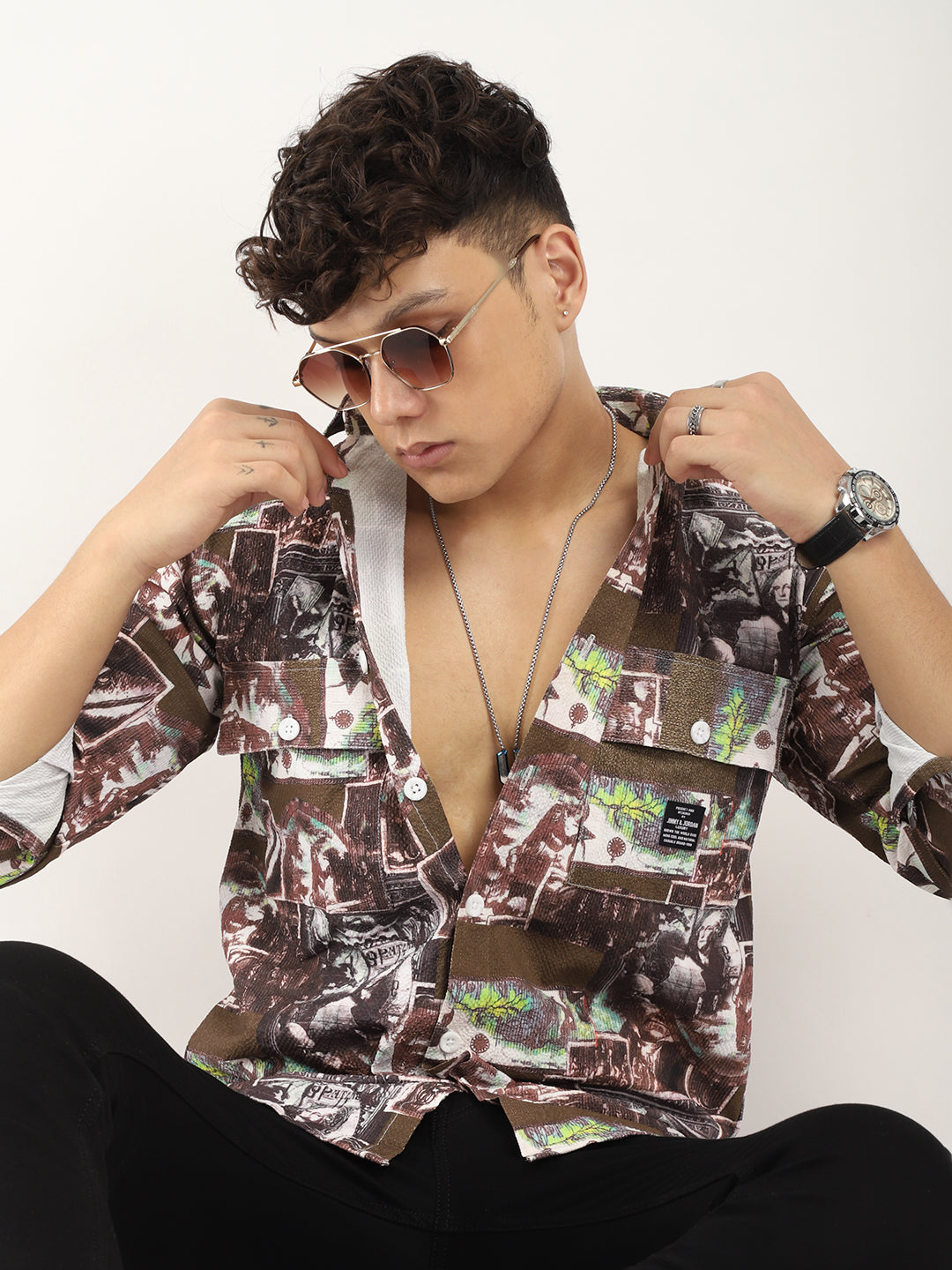 Brown Digital Print Shirt