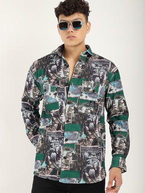 Green Digital Print Shirt