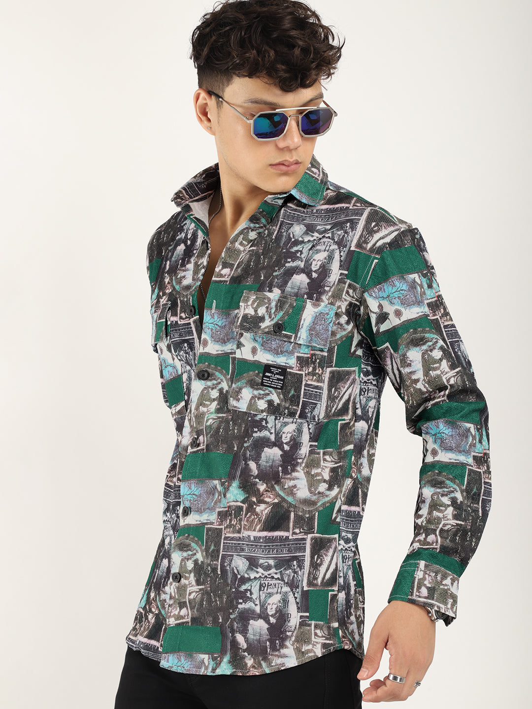 Green Digital Print Shirt