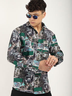 Green Digital Print Shirt