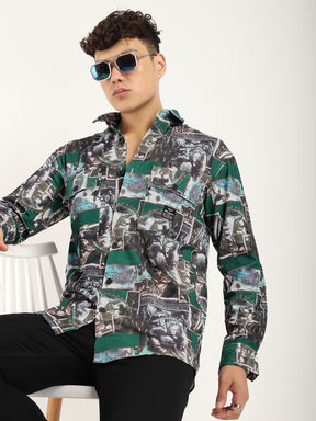 Green Digital Print Shirt