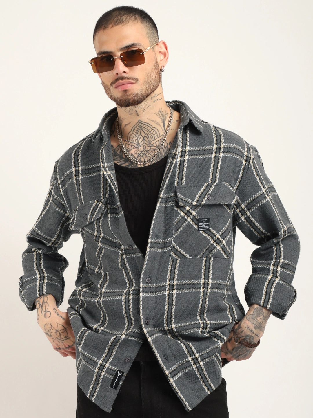 Retro Grey Check Full Sleeve Shirt