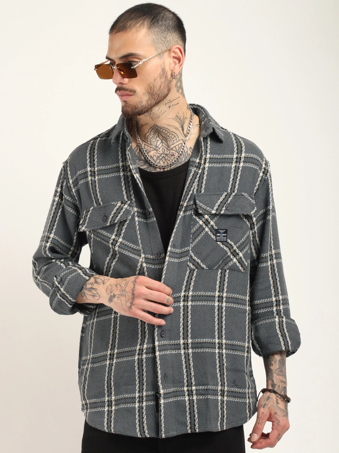 Retro Grey Check Full Sleeve Shirt