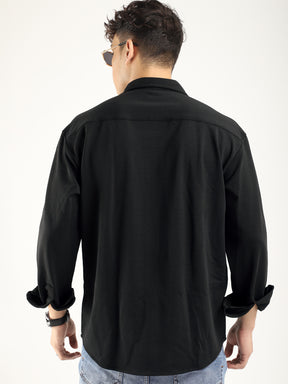 Striper Self Black Full Sleeve Shirt