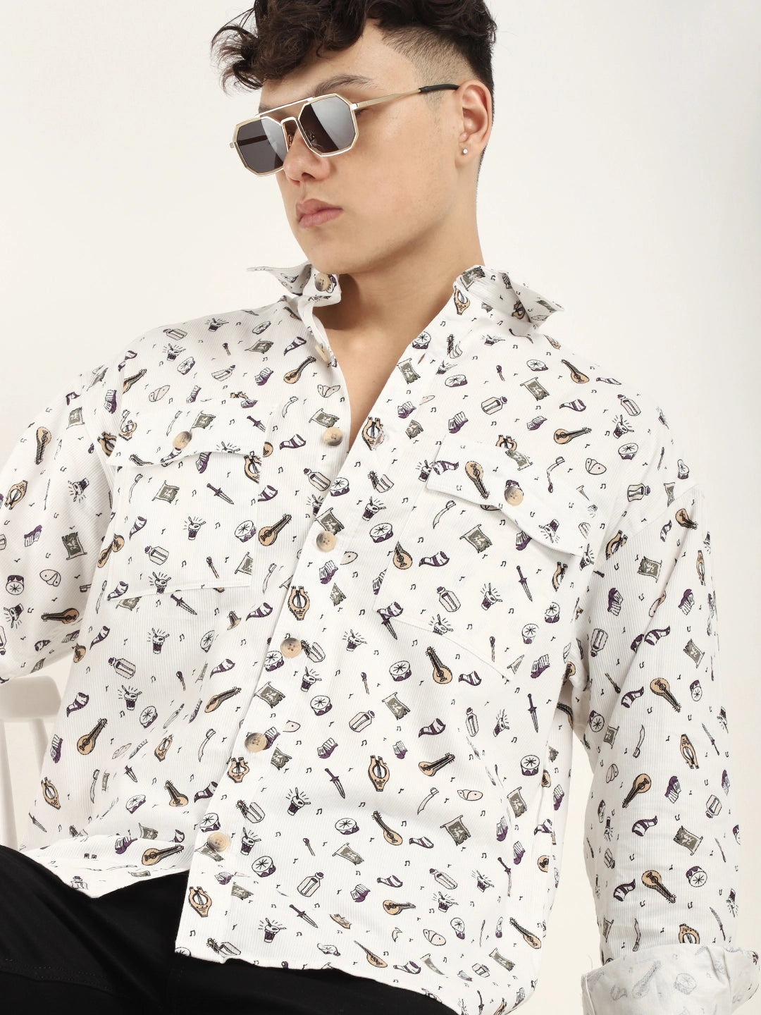 White COD Print Shirt