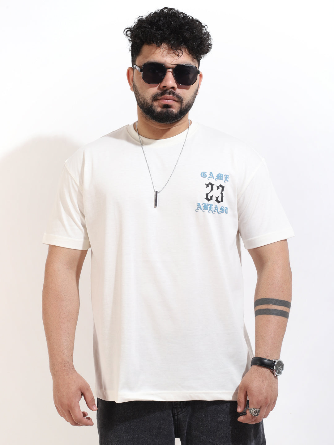 Game A Blast Oversized Off-White T-Shirt