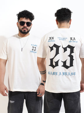 Game A Blast Oversized Off-White T-Shirt