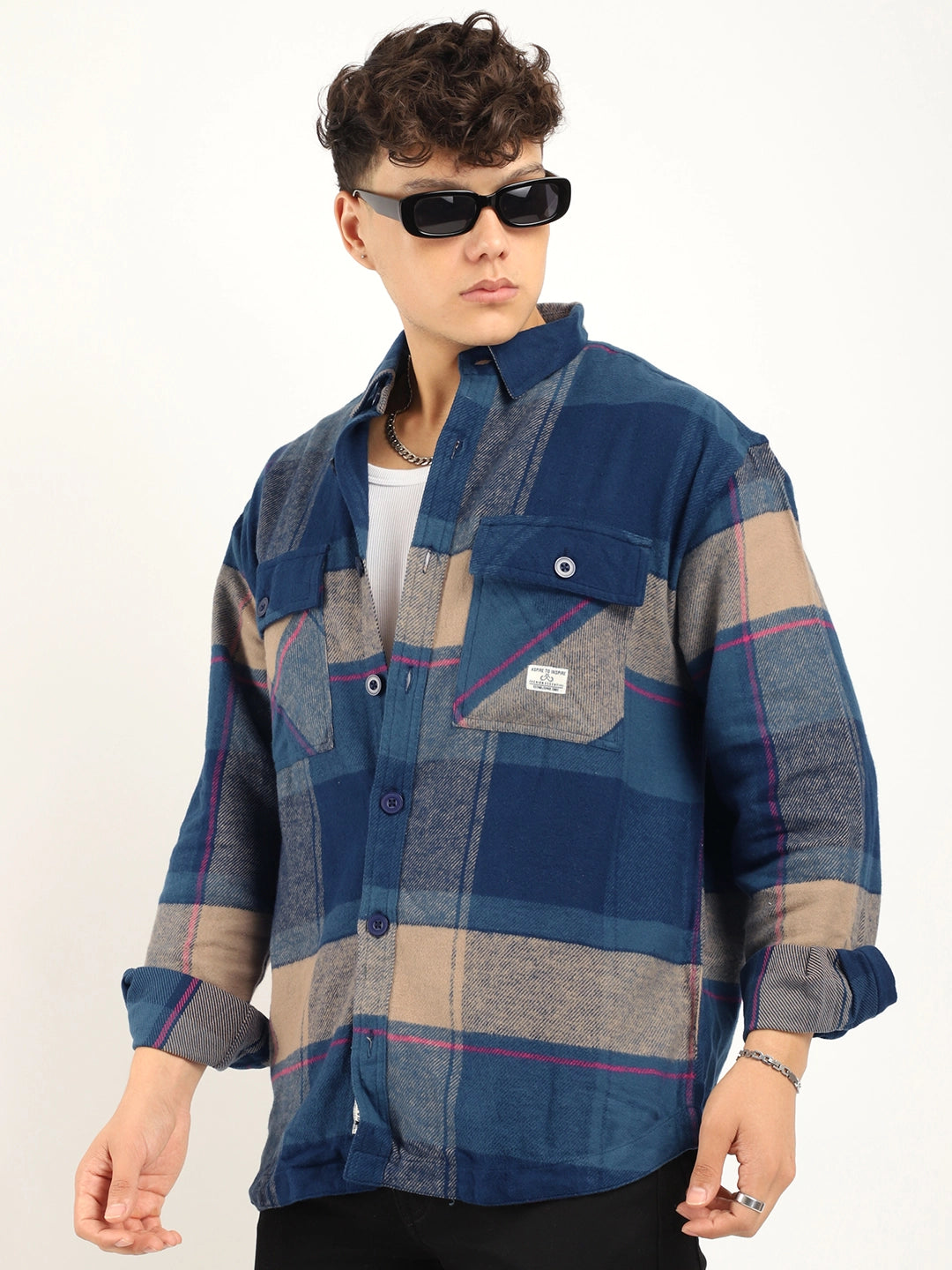 Rebel Royalty Baige Check Full Sleeve Shirt