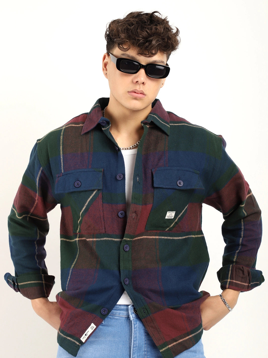 Rebel Royalty Navy Check Full Sleeve Shirt