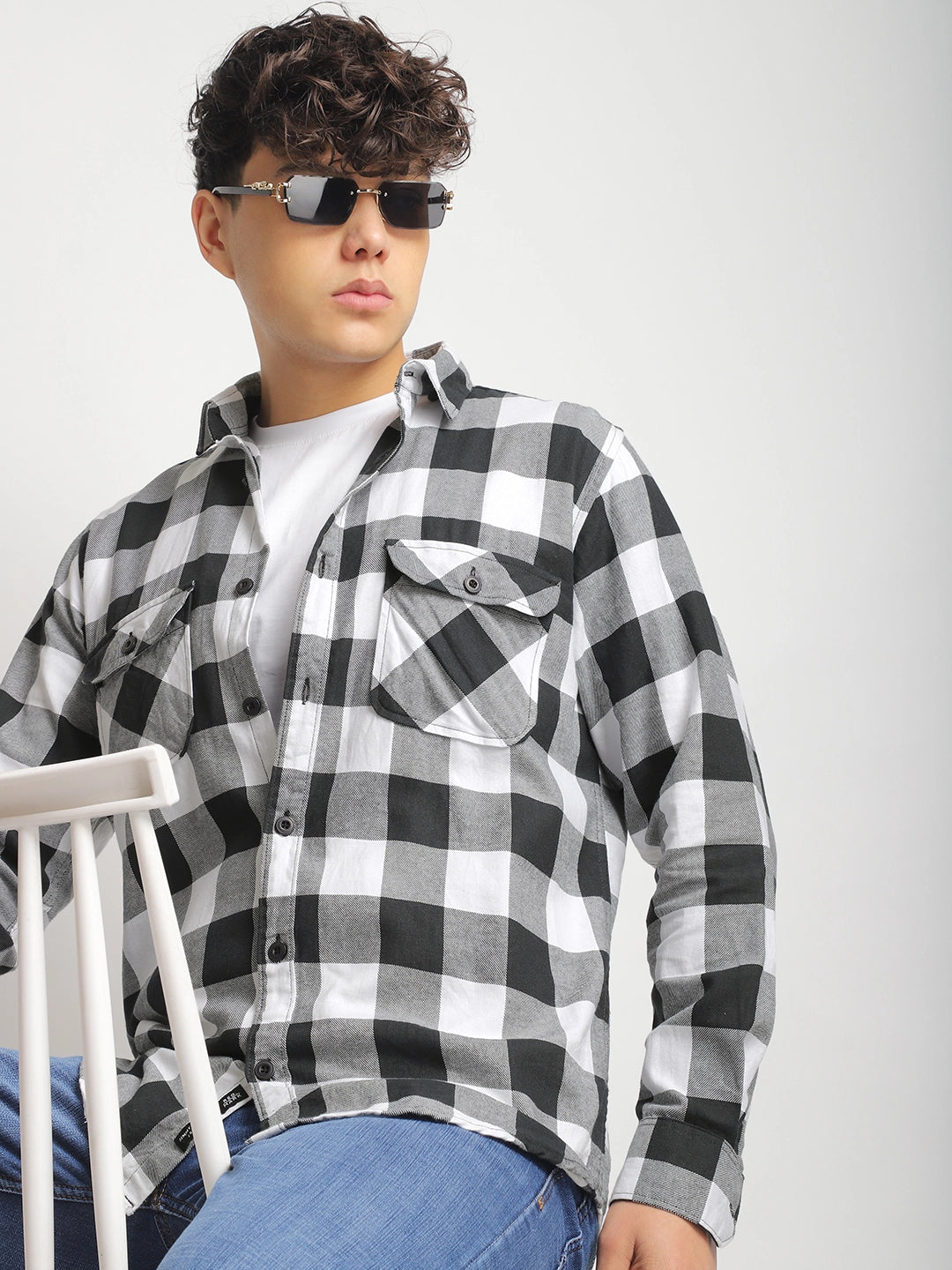 Strom Twill Checked Black Full Sleeve Shirt