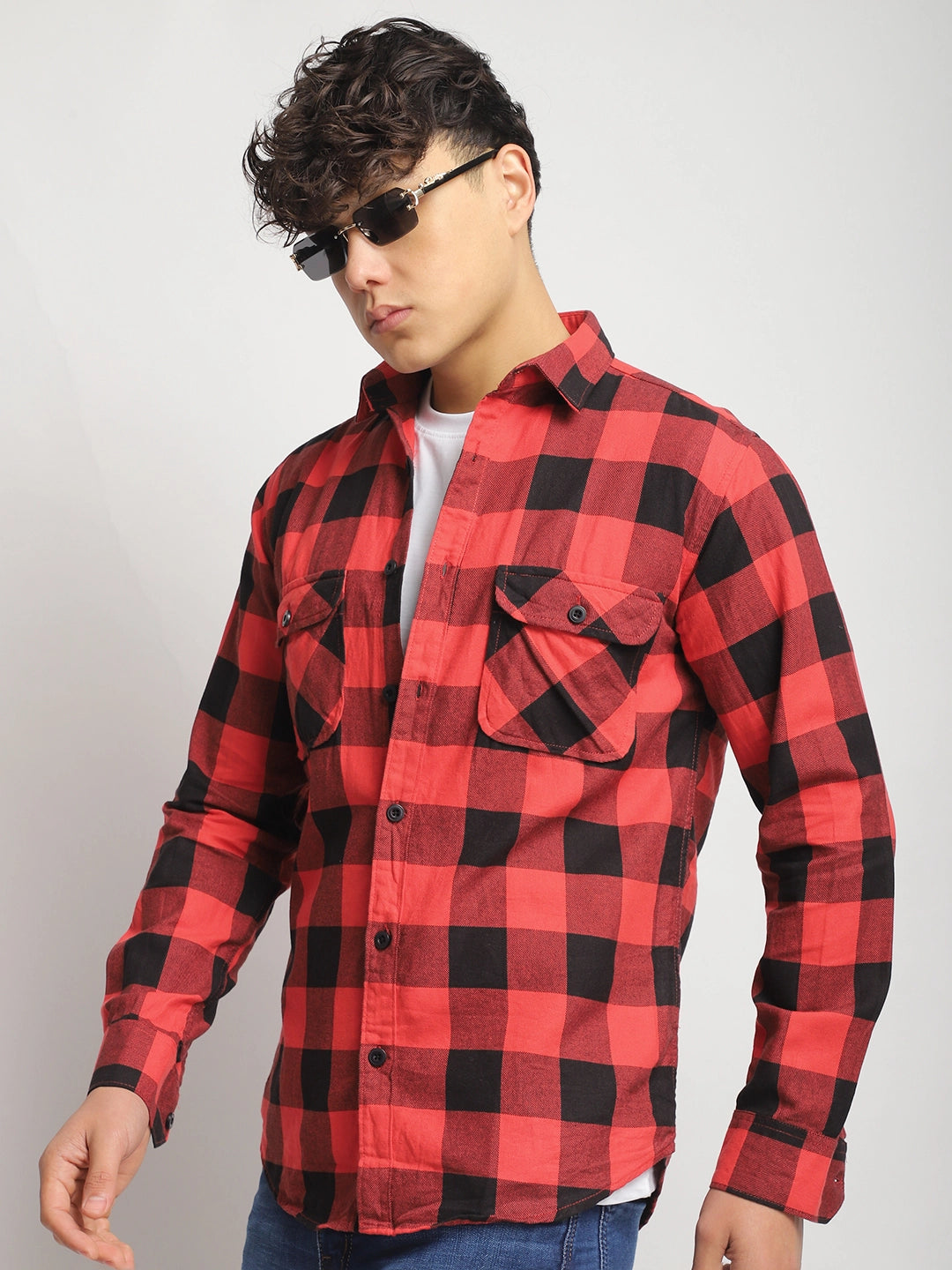 Strom Twill Checked Red Full Sleeve Shirt