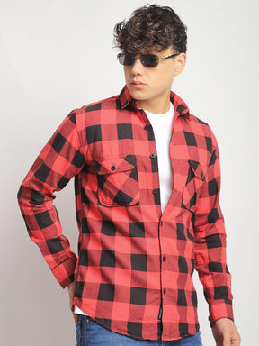 Strom Twill Checked Red Full Sleeve Shirt