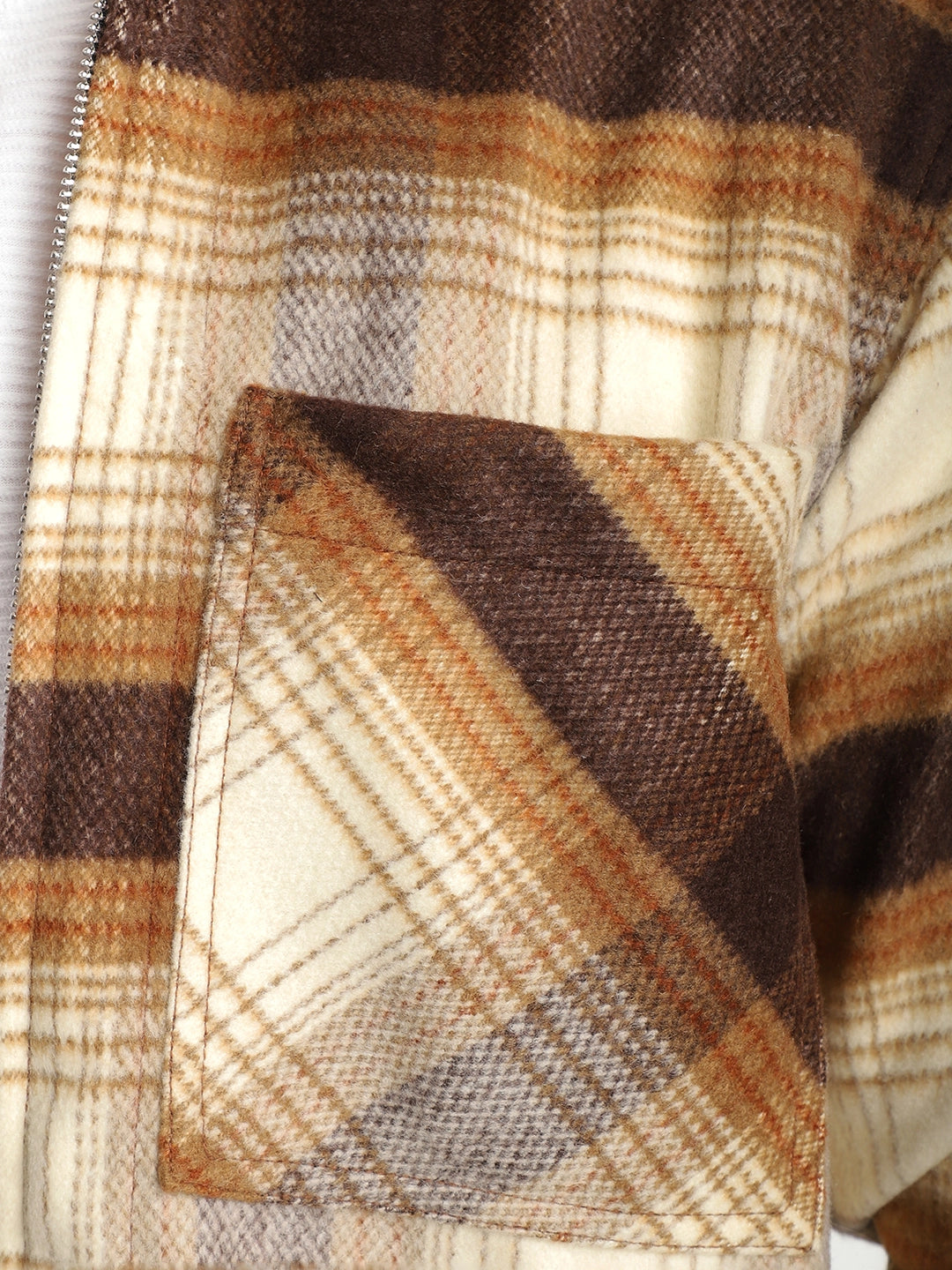 Palladium Threads Pure Woolen Brown Check Shacket