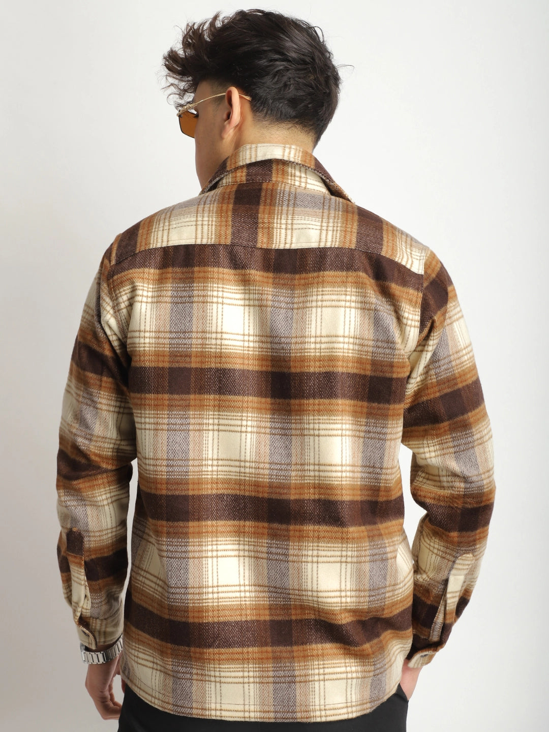 Palladium Threads Pure Woolen Brown Check Shacket