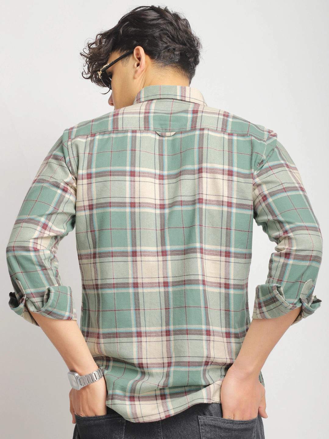 Oxford Drift Maroon Off White Heiring Born Check Shirt