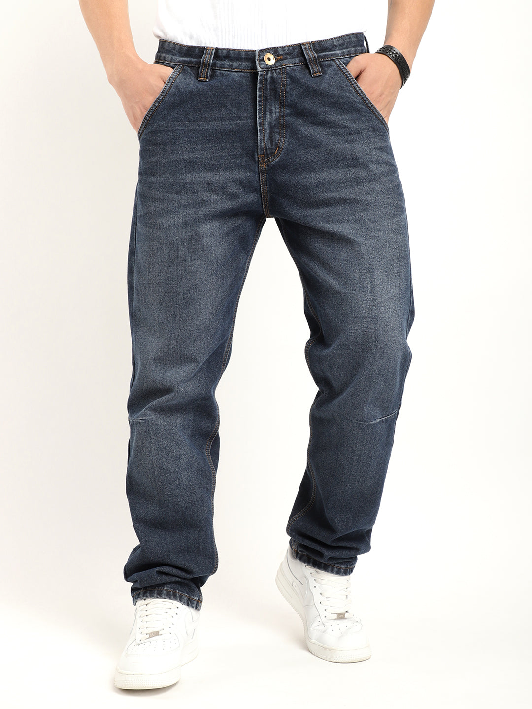 Offbeat Dark Blue Denim Cargo