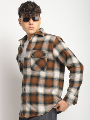 Park Lane Brown Paled Check Full Sleeve Shirt