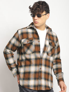 Park Lane Brown Paled Check Full Sleeve Shirt