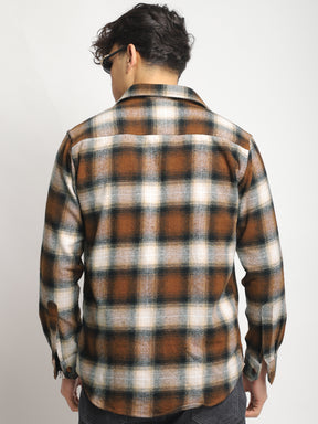 Park Lane Brown Paled Check Full Sleeve Shirt