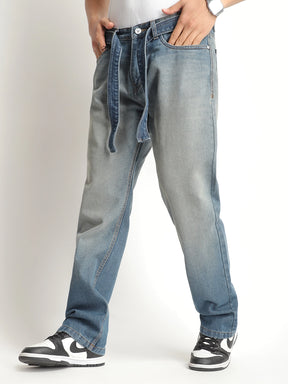 Ever stone Tint Blue Belt Denim Jeans