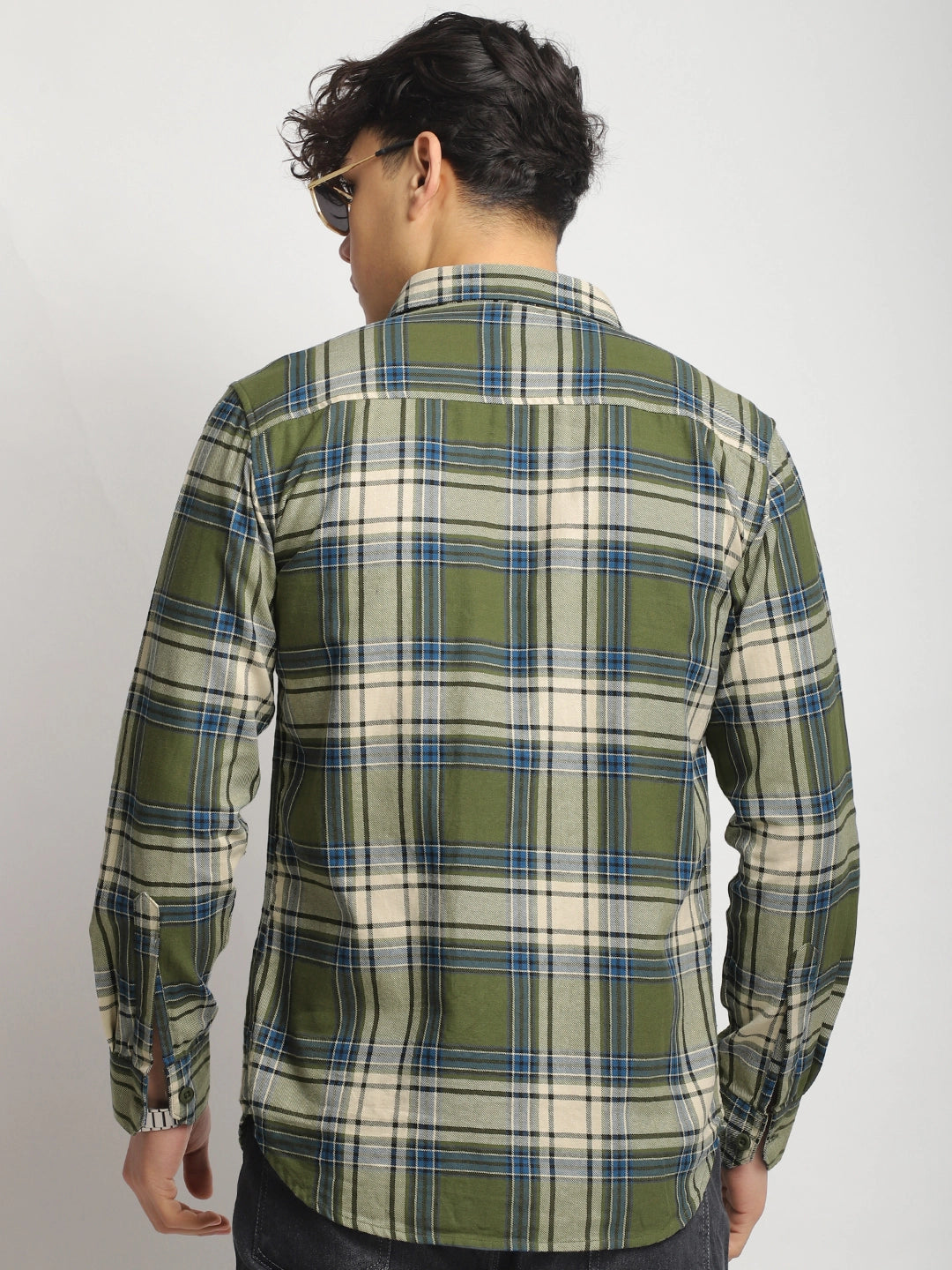 Stich Pulse Mehndi Twill Checked Full Sleeve Shirt