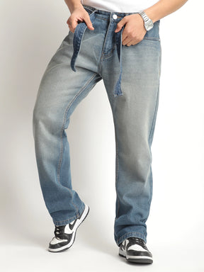 Ever stone Tint Blue Belt Denim Jeans