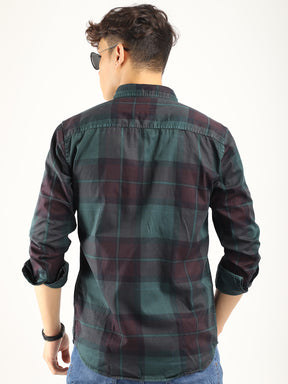 Check Teal Full Sleeve Shirt