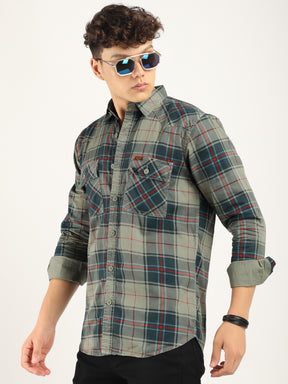 Check Sea Green Full Sleeve Shirt