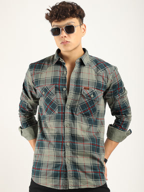 Check Sea Green Full Sleeve Shirt