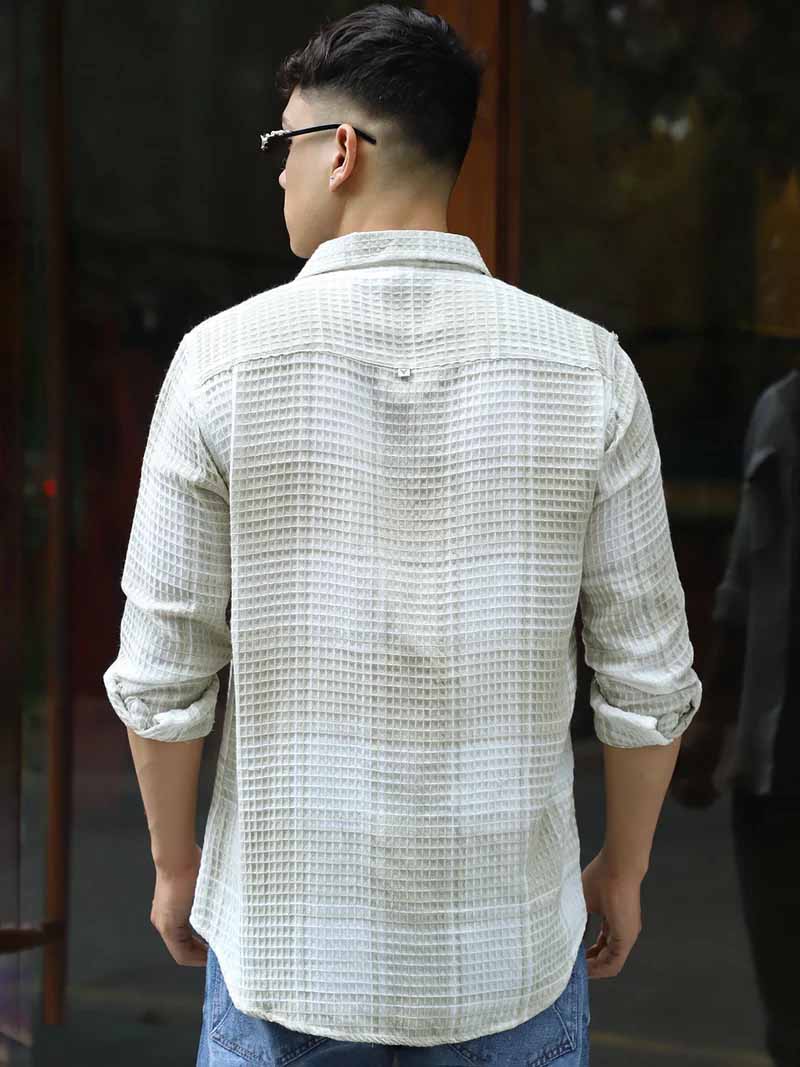 Milan Mood White Full Sleeve Check Shirt