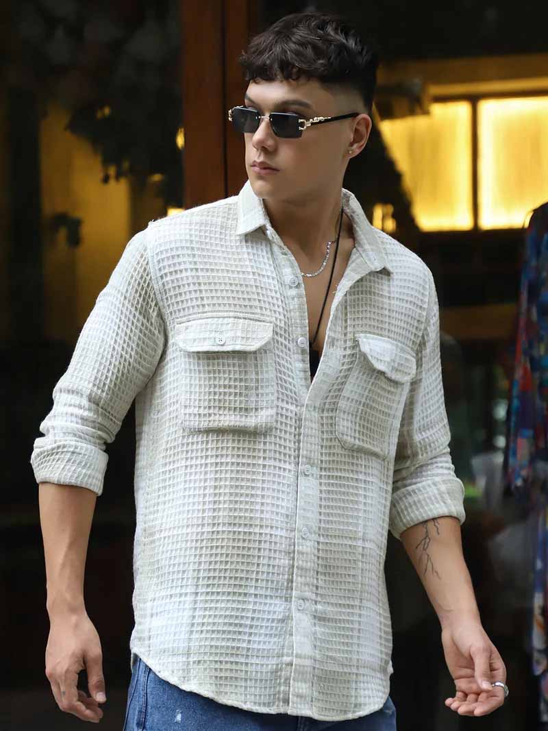 Milan Mood White Full Sleeve Check Shirt