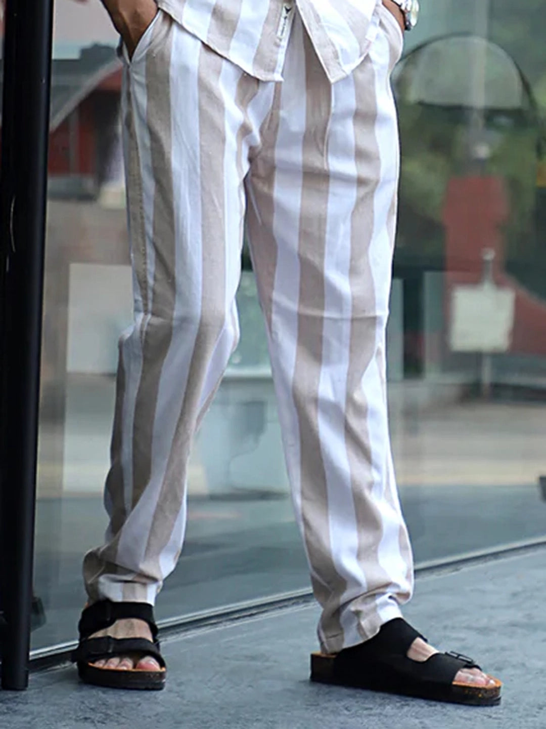 Lunvra Beige Stripe Trouser