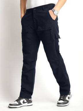 Riverside Navy Blue Cotton Pus Size Cargo