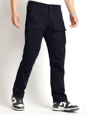 Riverside Dark Navy Blue Cotton Pus Size Cargo