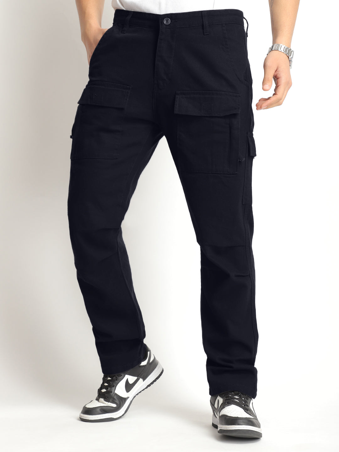 Riverside Dark Navy Blue Cotton Pus Size Cargo