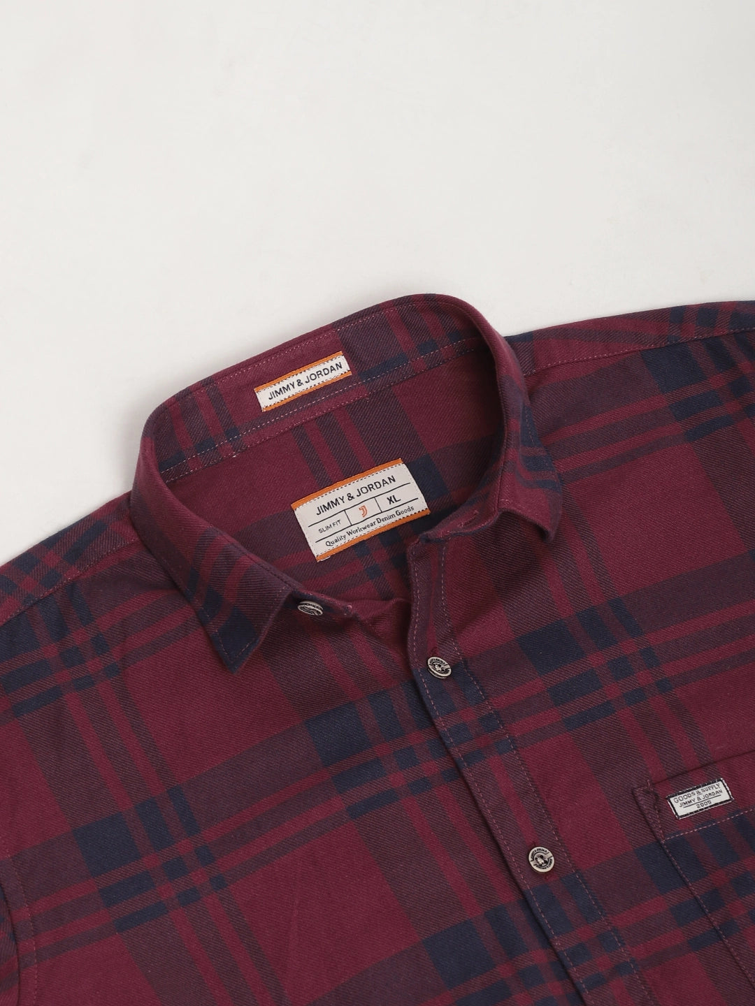 Bristol Breeze Maroon Twill Checked Full Sleeve Shirt