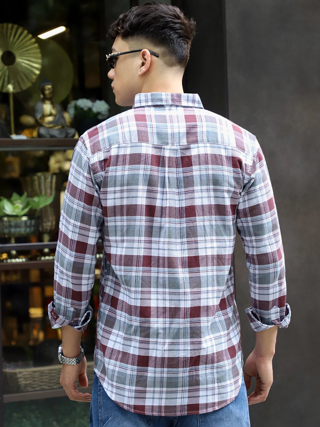 Osaka Maroon Check Full Sleeve Shirt