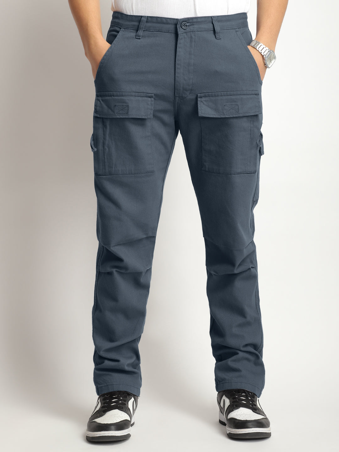 Riverside Dark Ash Grey Cotton Plus Size Cargo