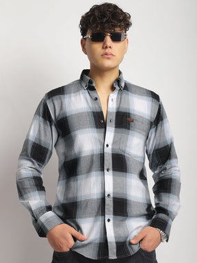 Oxford Drift Black Grey Heiring Born Check Shirt