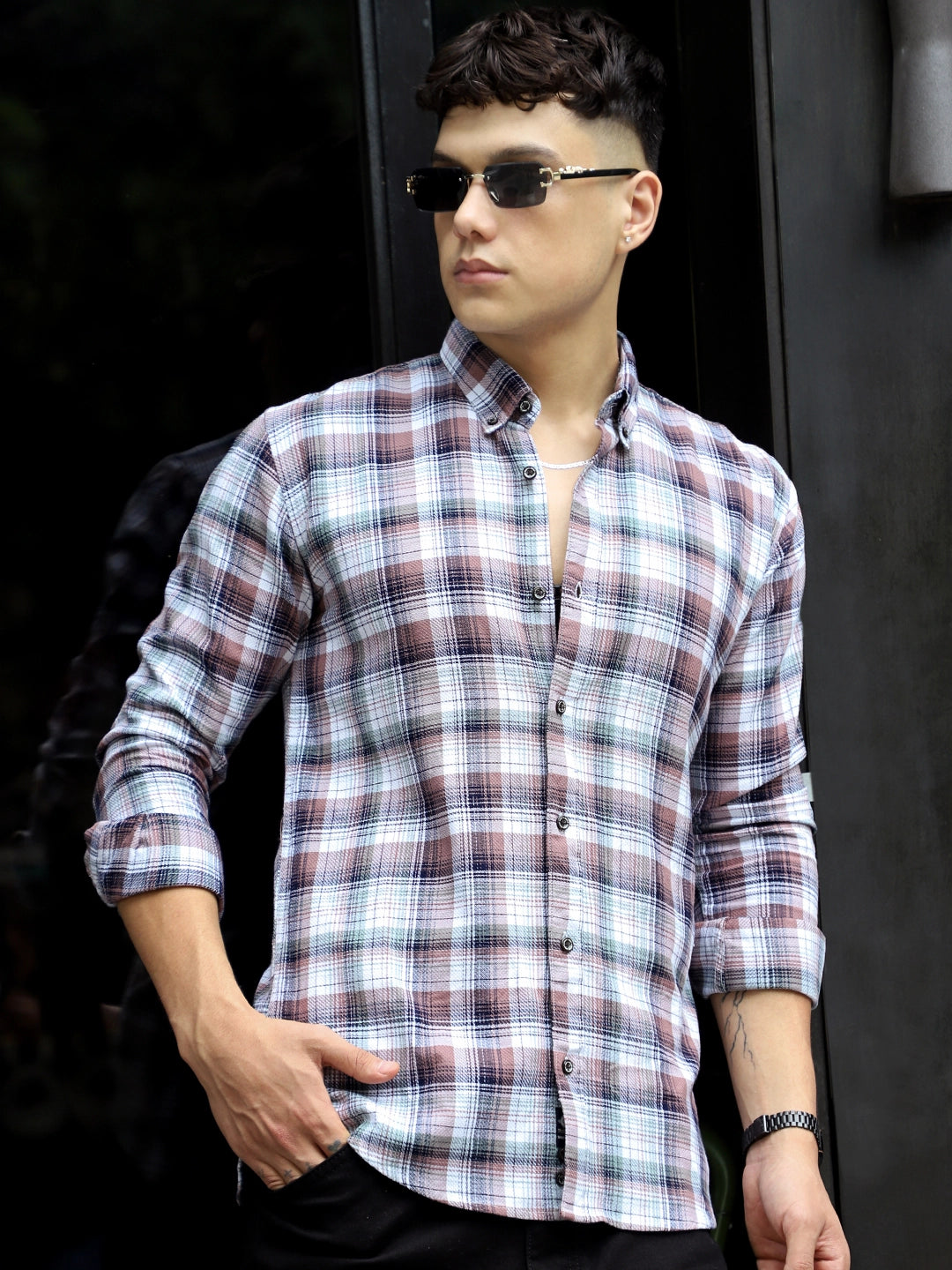 Osaka Brown Check Full Sleeve Shirt