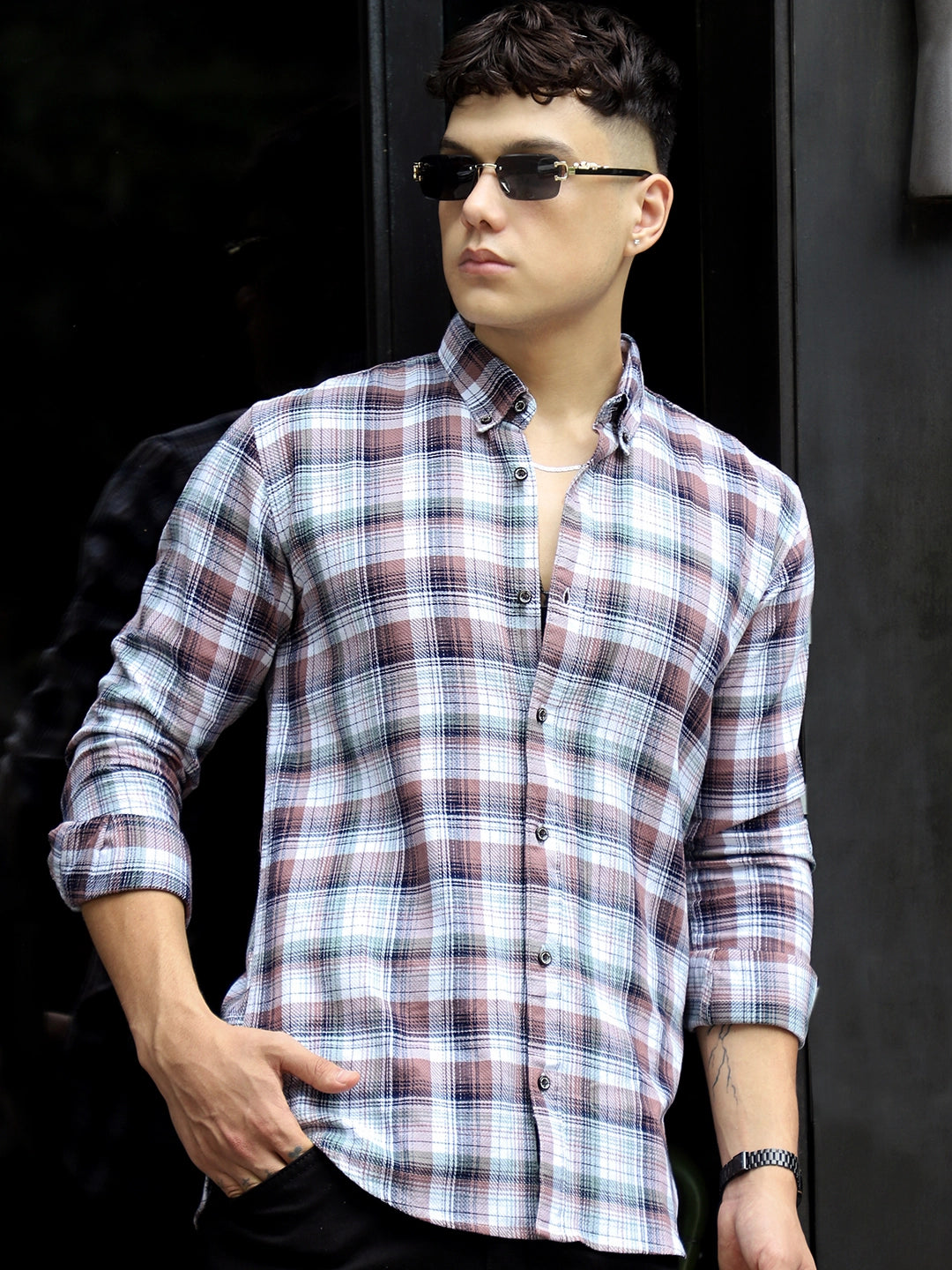 Osaka Brown Check Full Sleeve Shirt