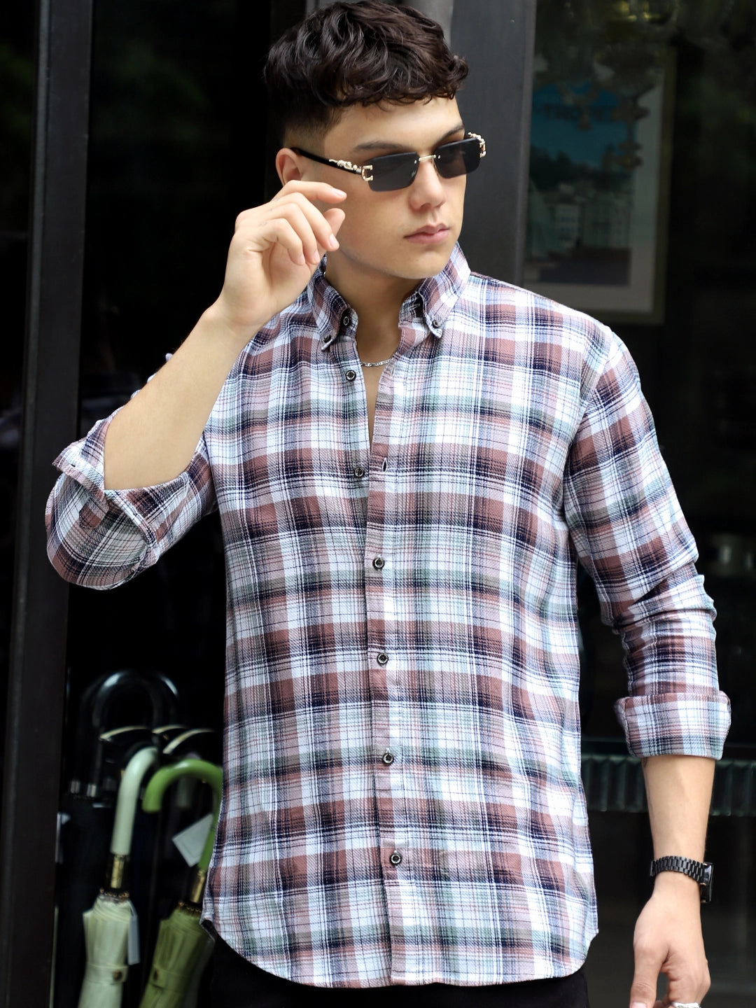 Osaka Brown Check Full Sleeve Shirt