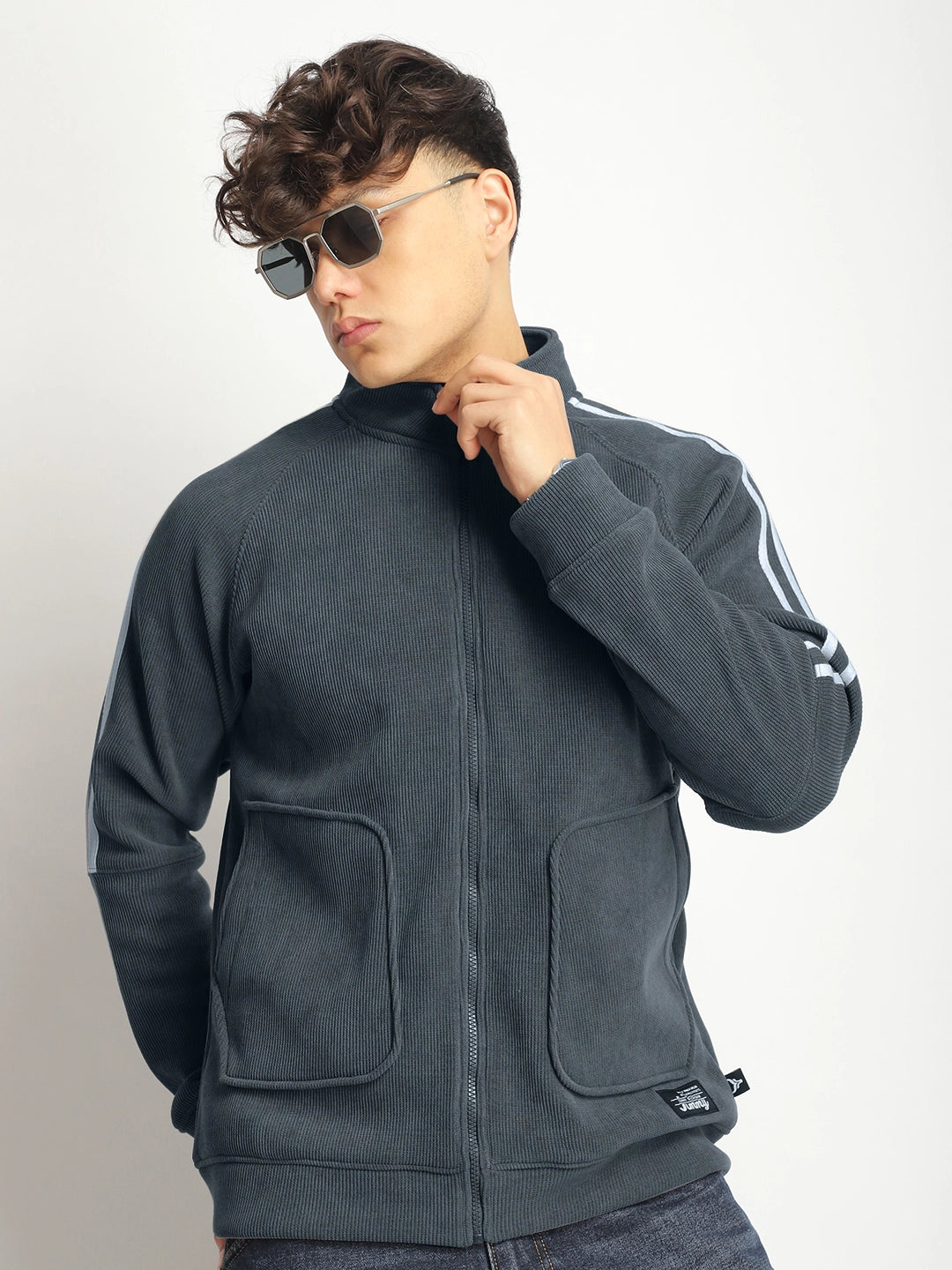 Bonded Corduroy Grey Zipper Jacket Pro