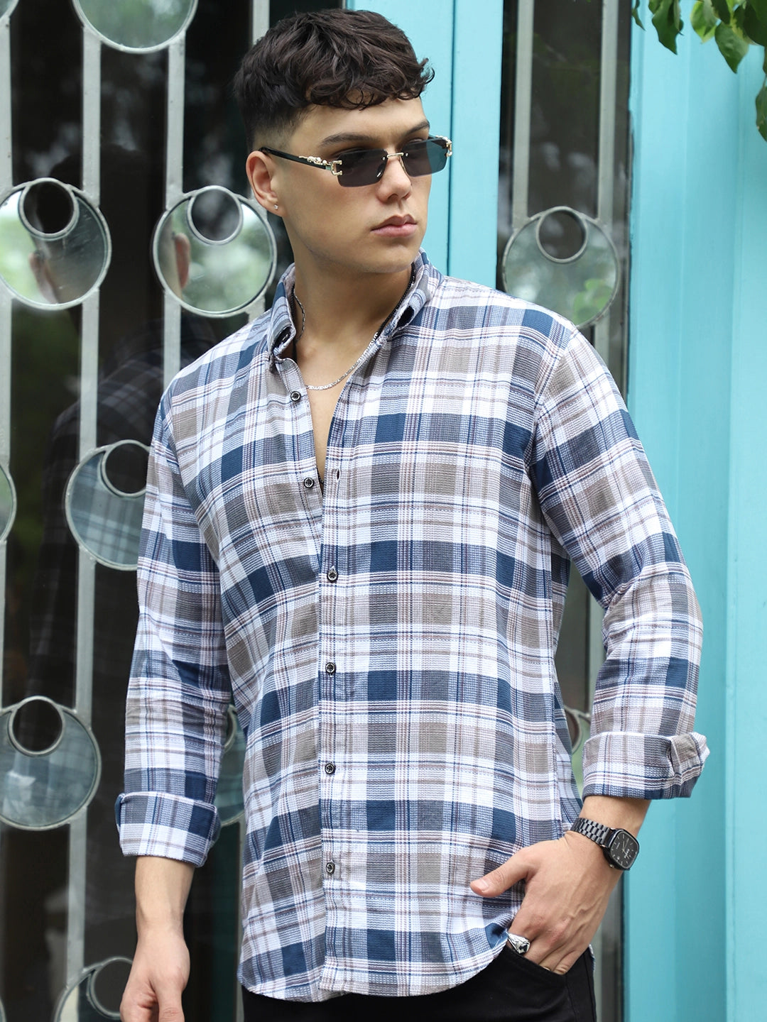 Osaka Blue Check Full Sleeve Shirt
